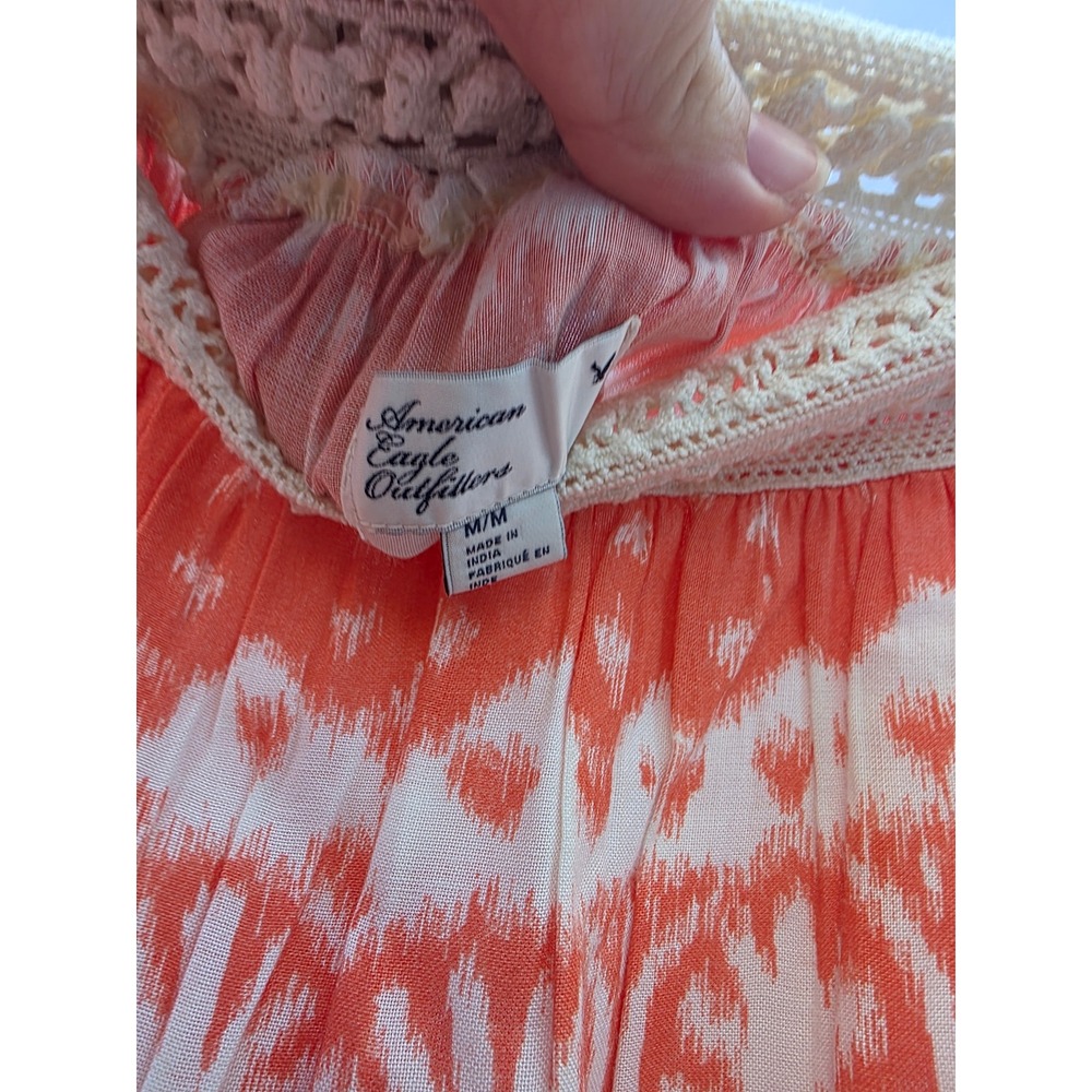 American Eagle Outfitters Ikat Tribal Mini Skirt Orange Teal Crochet Lace Med M - Picture 4 of 6